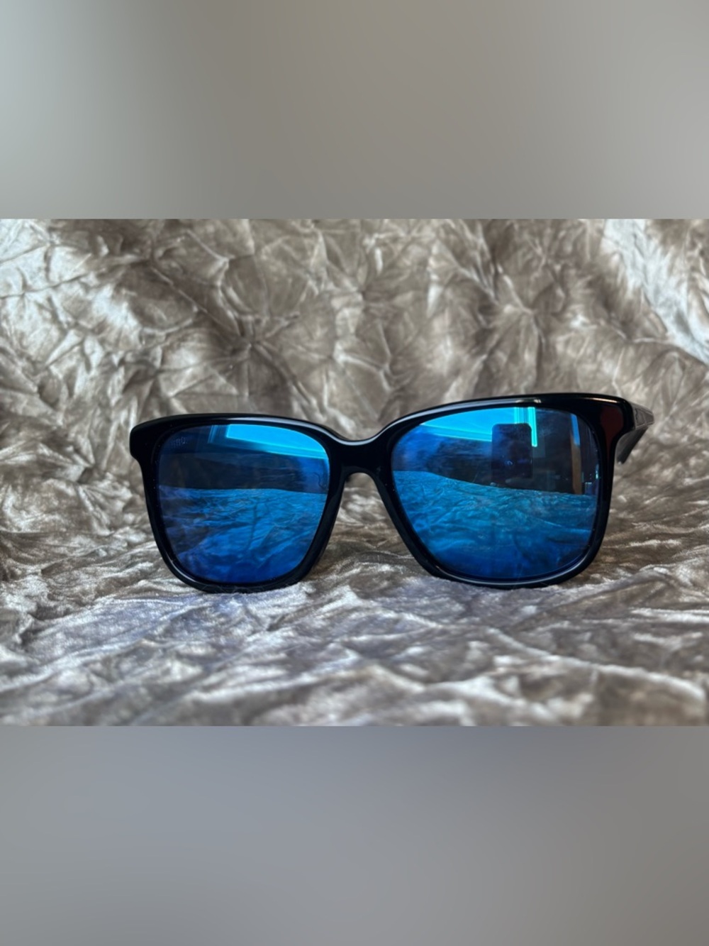 Costa Del Mar May 580G Polarized Sunglasses Black Blue Mirror Glass Lens New